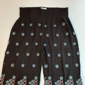 Sundance black embroidered wide-leg pants